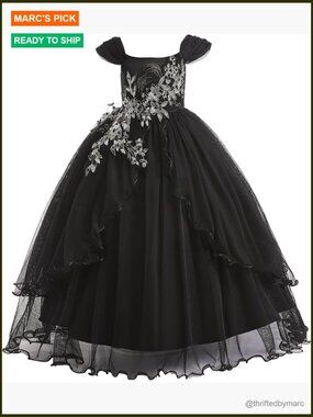 Off Shoulder Flower Girl Dress Lace Embroidery Little Big Girls Wedding